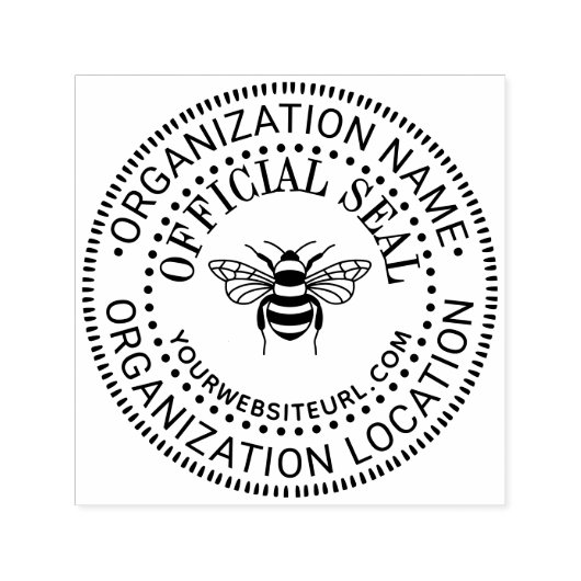 Bee Generic Custom Official Seal Name Loc URL セルフインキングスタンプ (デザイン)