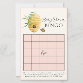 Bee Girl Baby Shower Blush Pink Bingo Game Card