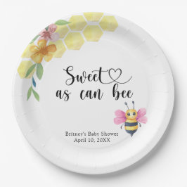 Bee girl baby shower - sweet as can bee ペーパープレート