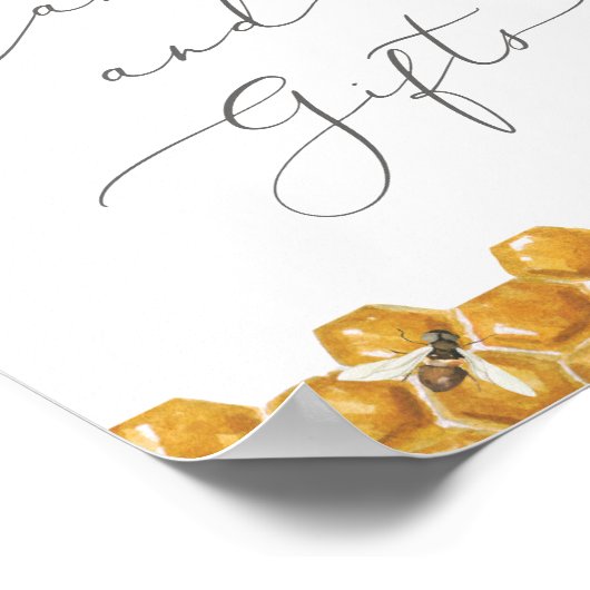 Bee Greenery赤ちゃんシャワーカードとギフトサイン ポスター (角)