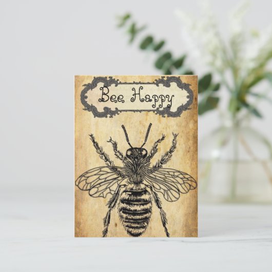 Bee Happyはがきパーソナライズされた ポストカード (スタンド正面)