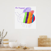 BEE HAPPYカラフルのまわりに ポスター (キッチン)