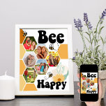 Bee Happyハニカム6フォトコラージュ ポスター<br><div class="desc">Bee Happy写真6枚の写真とコラージュお気に入りの。おもしろいと陽気なデザインハニカムバチ、花と愛のハート。写真テンプレートは写真を追加するように設定されており、ハニカムの一部として六角形の形状で自動的に表示される。</div>