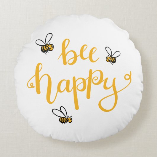 Bee happy ラウンドクッション (正面)