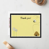 Bee Happy(昆虫)マルハナバチ*マットフィニッシュ*サンキューカード ノートカード (正面/裏面インサイチュ)