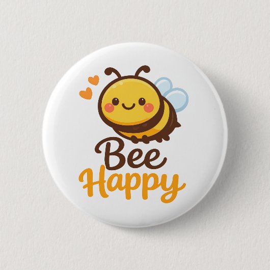 Bee Happy 缶バッジ (正面)
