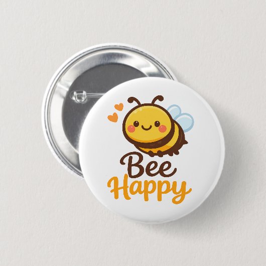 Bee Happy 缶バッジ (正面&裏面)