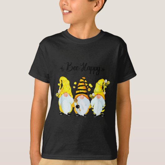 Bee Happy Bee Gnome Spring  Tシャツ (正面)