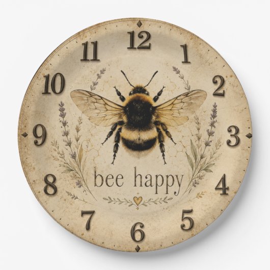 Bee Happy Bumble Bee ペーパープレート (正面)