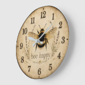 Bee Happy Bumble Bee ラージ壁時計 (傾斜)