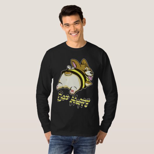 Bee Happy Corgi With Bee Costume Tシャツ (正面フル)