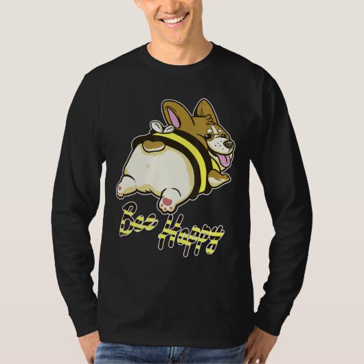 Bee Happy Corgi With Bee Costume Tシャツ (正面)