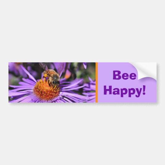 Bee Happy Inspirational Nature  バンパーステッカー (正面)