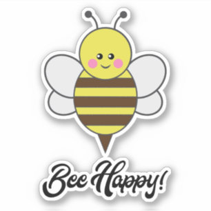 Bee Happy Kawaii Bee Buzz Cute Bumblebee quote シール