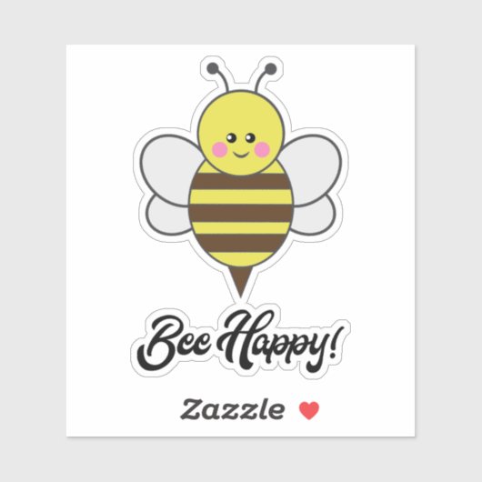 Bee Happy Kawaii Bee Buzz Cute Bumblebee quote シール (シート)