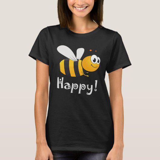 Bee Happy Mens Womens Kids Tシャツ (正面)