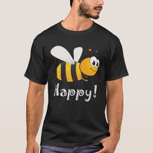 Bee Happy Mens Womens Kids Tシャツ (正面)