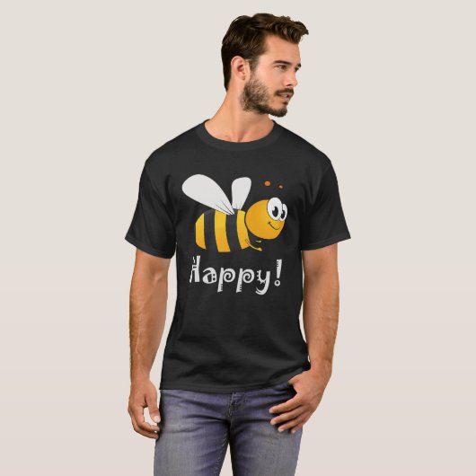 Bee Happy Mens Womens Kids Tシャツ (正面フル)