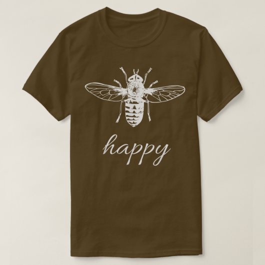 Bee Happy Playful Vintage Graphic Tee Design Tシャツ (デザイン正面)