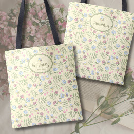 Bee Happy Read More 花柄の本好きな人向けデザイン トートバッグ