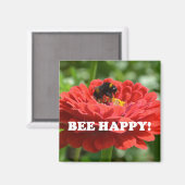 Bee Happy Red Flower マグネット (正面/裏面)