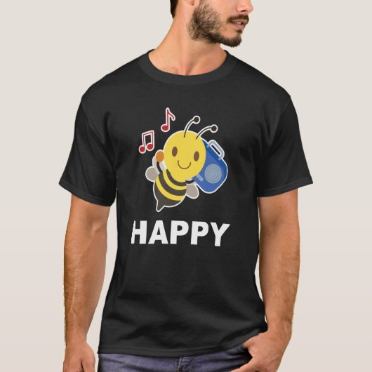 Bee Happy Smile Face Cute Happy Peace Smiling Face Tシャツ (正面)