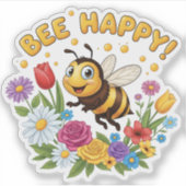 Bee Happy Sticker シール (正面)