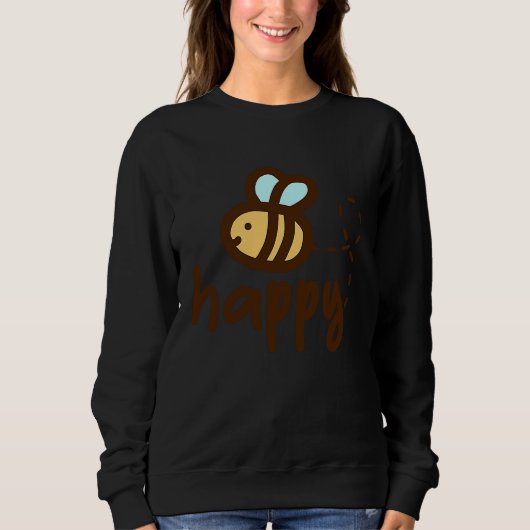 Bee Happy Tees Be Happy Cute Bee スウェットシャツ (正面)
