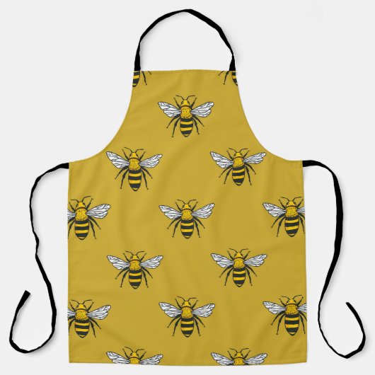Bee Haven:ヴィンテージ黄色 エプロン (正面)
