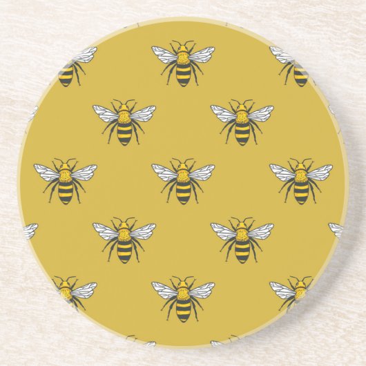 Bee Haven:ヴィンテージ黄色 コースター (正面)