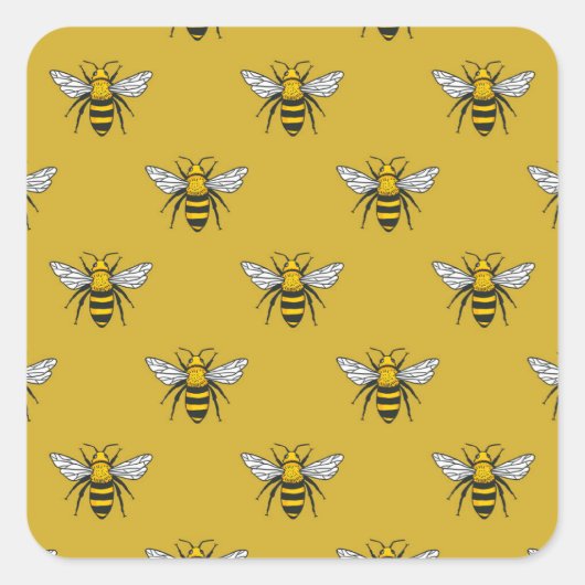Bee Haven:ヴィンテージ黄色 スクエアシール (正面)