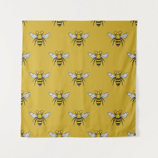 Bee Haven:ヴィンテージ黄色 タペストリー (正面)