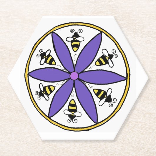 Bee Hex Sign Coaster ペーパーコースター (正面)