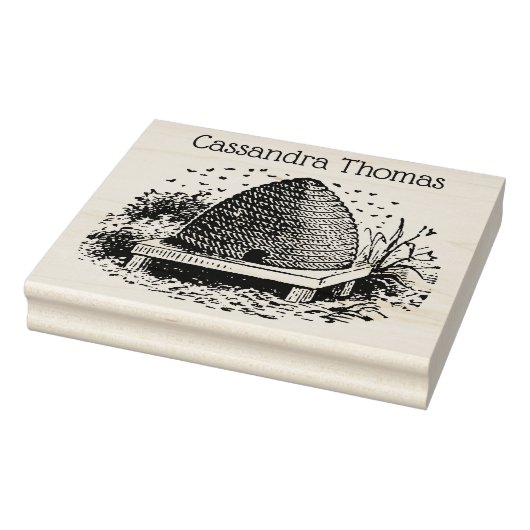 Bee HiveとBees #1 Heraldicヴィンテージ名 ラバースタンプ (スタンプ)