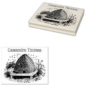 Bee HiveとBees #1 Heraldicヴィンテージ名 ラバースタンプ (押印)