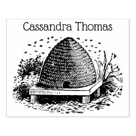 Bee HiveとBees #1 Heraldicヴィンテージ名 ラバースタンプ