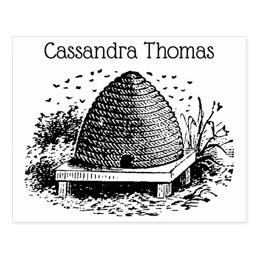 Bee HiveとBees #1 Heraldicヴィンテージ名 ラバースタンプ (インプリント)