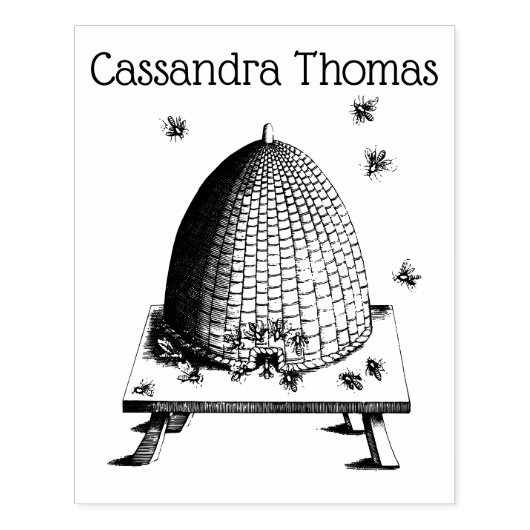 Bee HiveとBees #2 Heraldicヴィンテージ名 ラバースタンプ (インプリント)