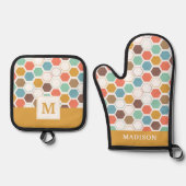 Bee Hiveモジュールパターン 鍋つかみ&鍋敷きセット (正面)