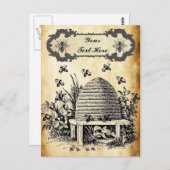 Bee Hiveヴィンテージパーソナライズされたはがき ポストカード (正面/裏面)