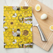 Bee Hive格言パターン キッチンタオル (四つ折り)