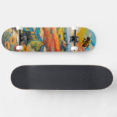 Bee Hives Poppies And Bees With Vibrant Sunrise スケートボード (横)