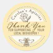 Bee Honey Apiar Businessのステッカーをありがとう ラウンドシール (正面)