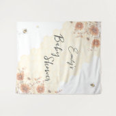 Bee Honey Boho ワイルドフラワーベイビーシャワー タペストリー (正面(横))