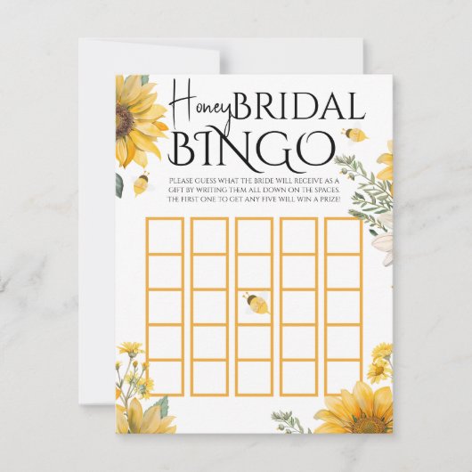 Bee Honey Bridal Shower Bingo Game ノートカード (正面)