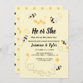 Bee Honey He Or Her Reveal 招待状 (正面/裏面)