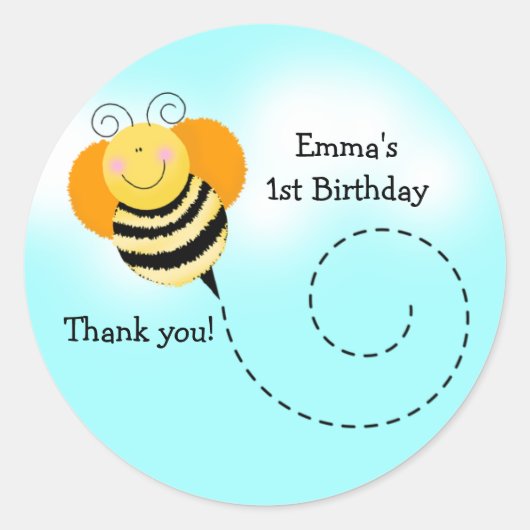 BEE HOP ROUND（昆虫）マルハナバチFavor Stickers ラウンドシール (正面)