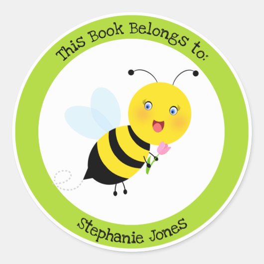 Bee in Tulip Gardenこの本は次のものだ ラウンドシール (正面)