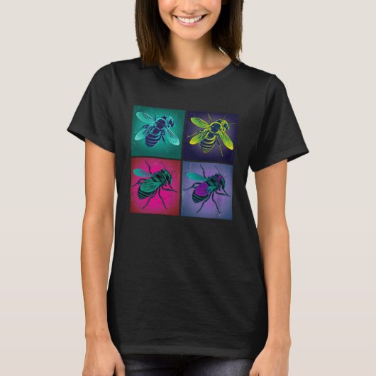 Bee Insect Pop Illustration Colorful Animal Women Tシャツ (正面)