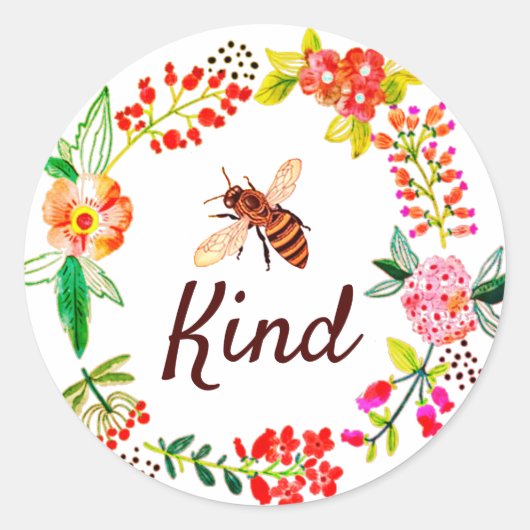 Bee kindの花 ラウンドシール (正面)